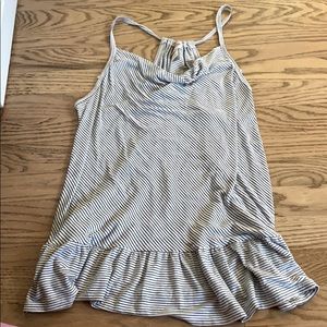 Flowy white and black striped tank top